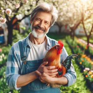 a man with the rooster